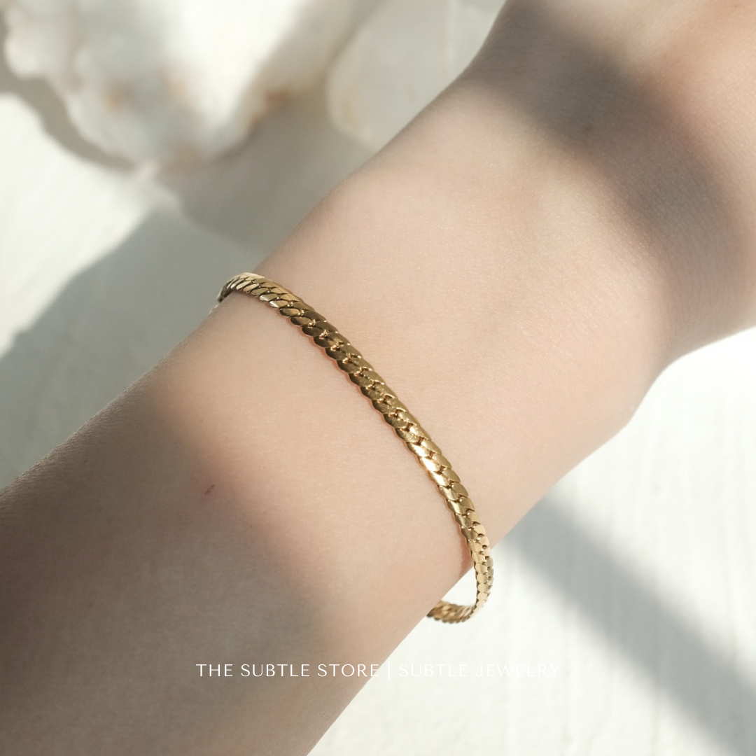 (防水) Flat Chain | 18KGP BRACELET