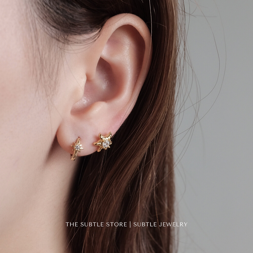 縮圖：(純銀) 金/銀 -  Small Star - Huggie | S925 Earring