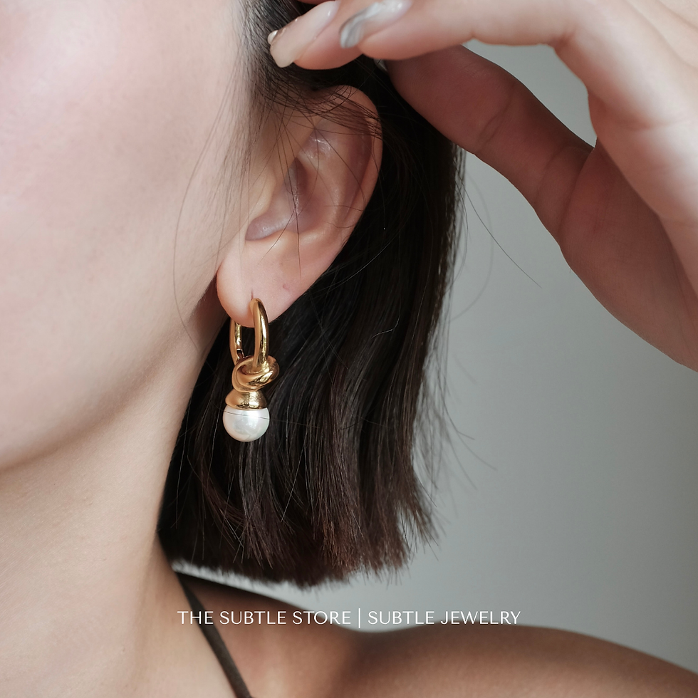 縮圖：(防水) Glossy Bold Pear | 18KGP Earring