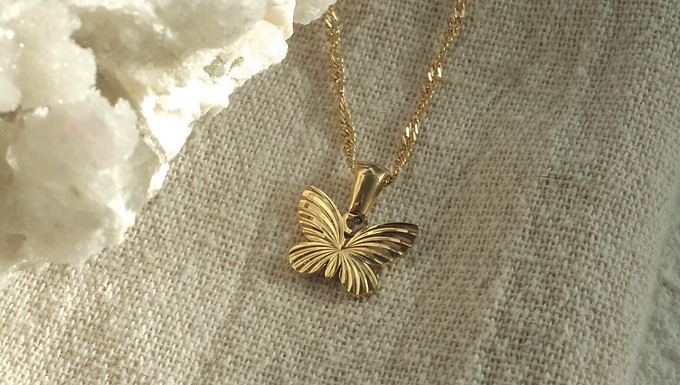 (防水)  Striped Butterfly | 18KGP NECKLACE
