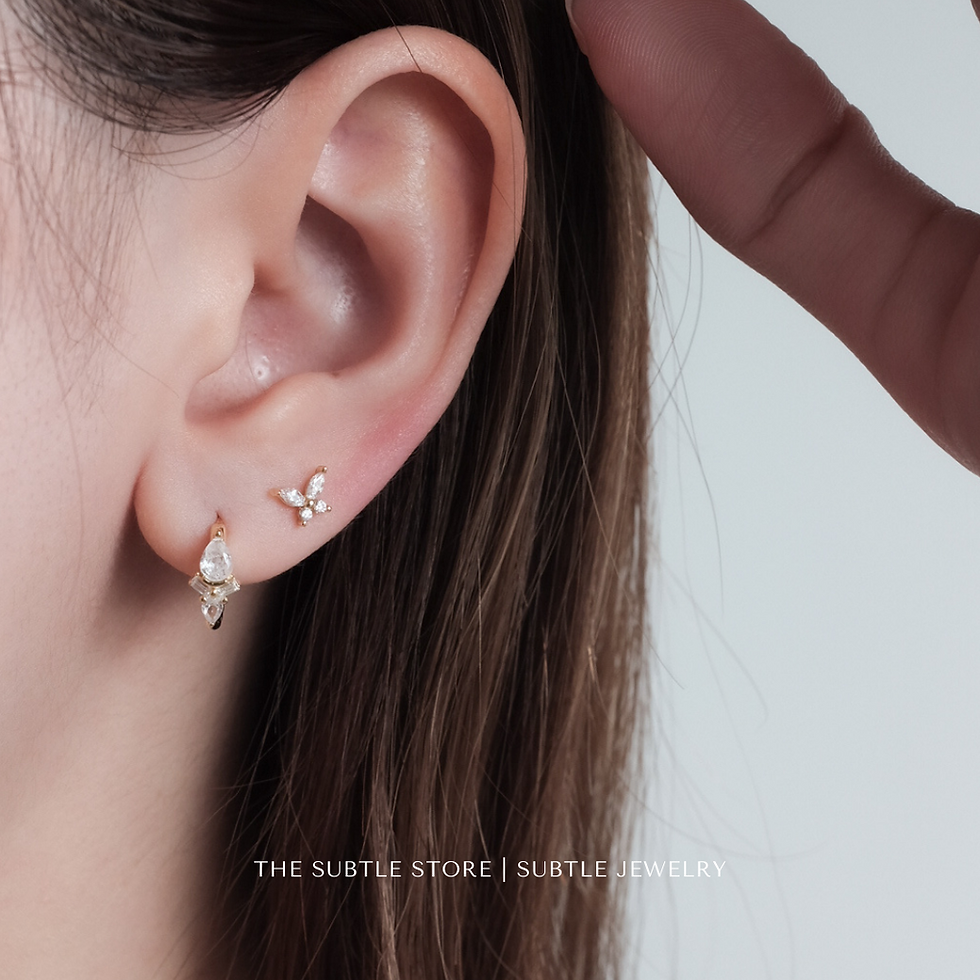 縮圖：(純銀) 金/銀 - 小蝴蝶 - Screw back stud 圓釘 | S925 Earring