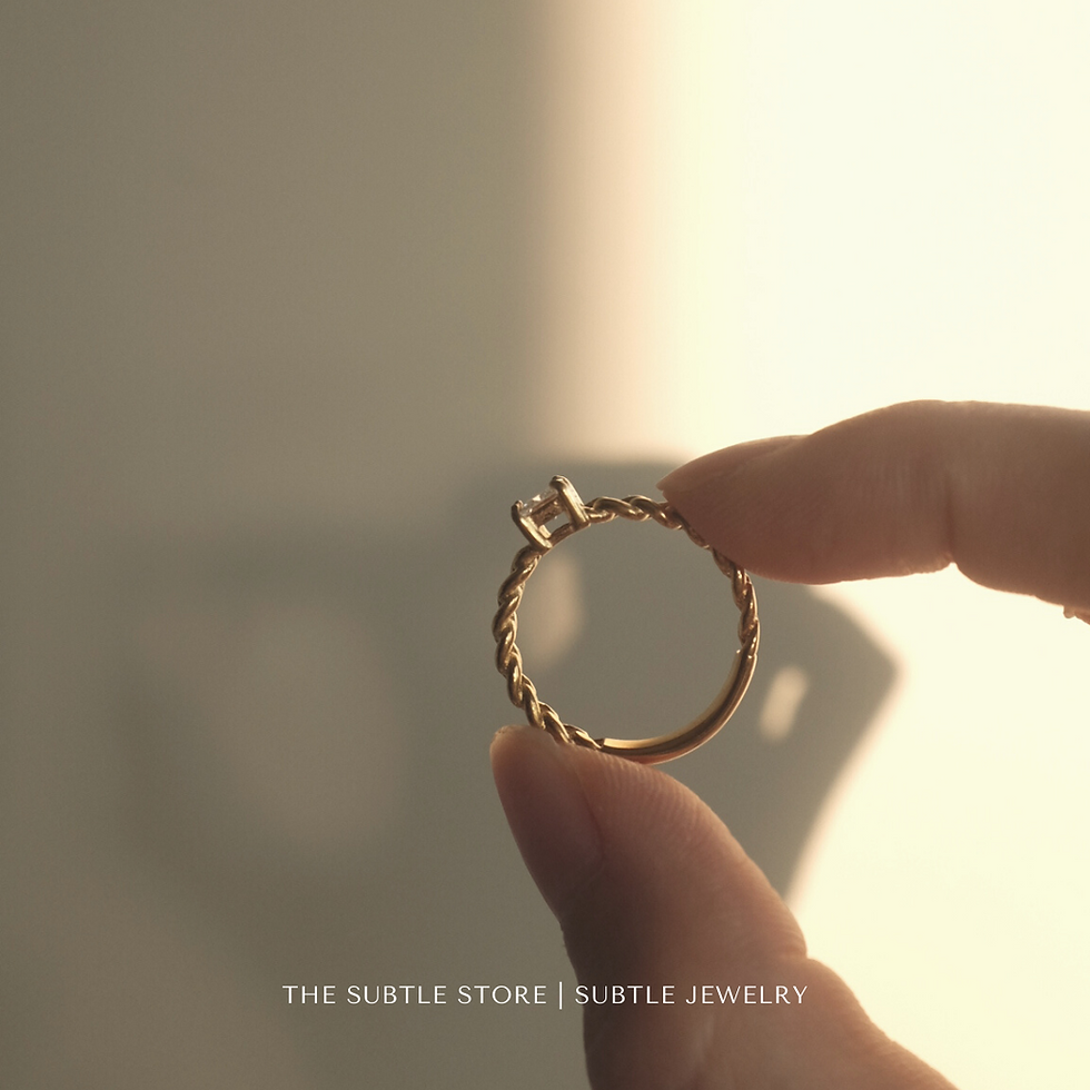 Thumbnail: (防水) 麻花正方石  | 18KGP RING