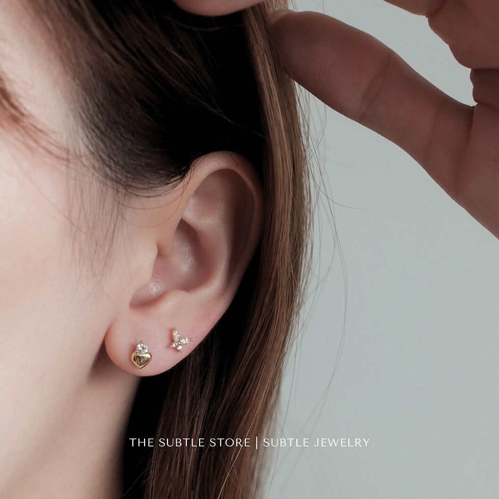 縮圖：(純銀) 金/銀 -小桃心 - Screw back stud 圓釘 | S925 Earring