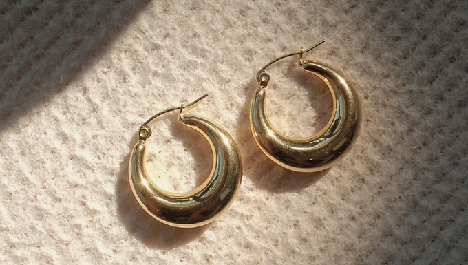 (防水) Med Oval (金/銀) | 18KGP Earring