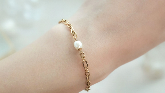 (防水) 單珍珠 | 18KGP BRACELET