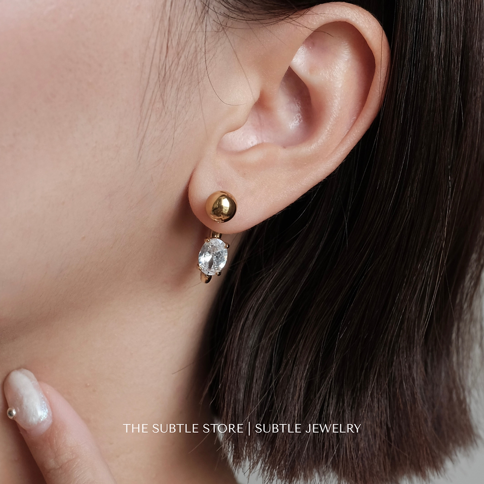 縮圖：(防水) 金 Front-back Orb | 18KGP Earring