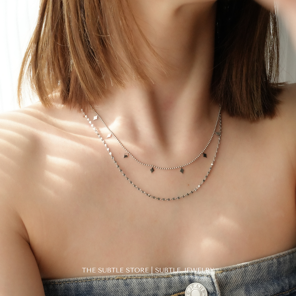 Thumbnail: (防水) Silver 2 in 1 Rhombus 自家製款 售完不補 | 18KGP Necklace