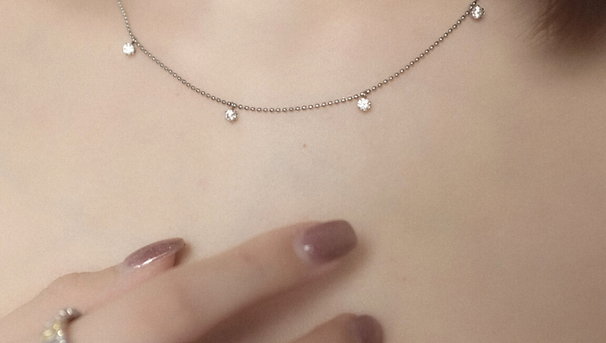 (防水) Silver Stone Dot | 18KGP Necklace