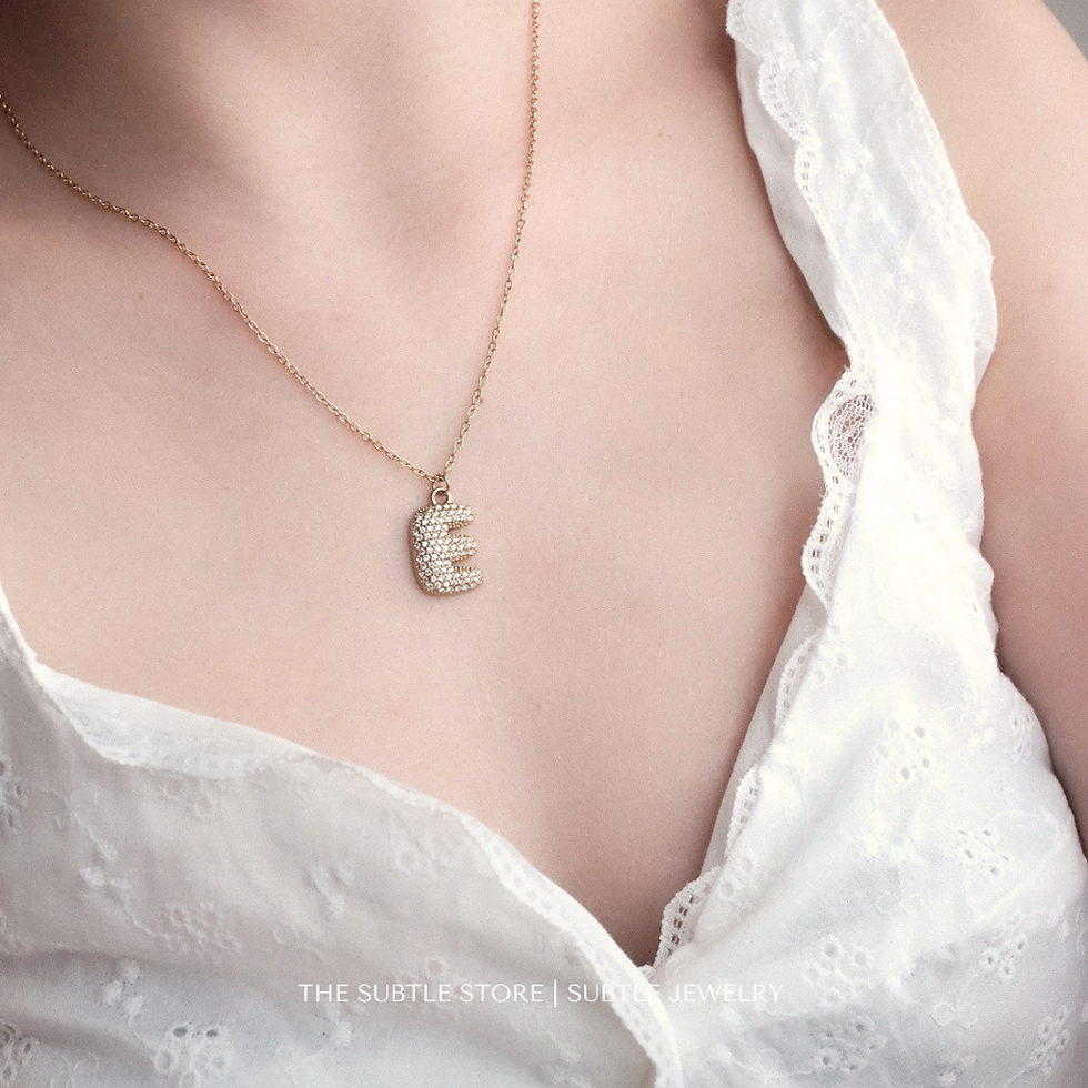 縮圖：(防水) 金/銀 Silver/Gold - Bubble A-Z  | 18KGP Necklace
