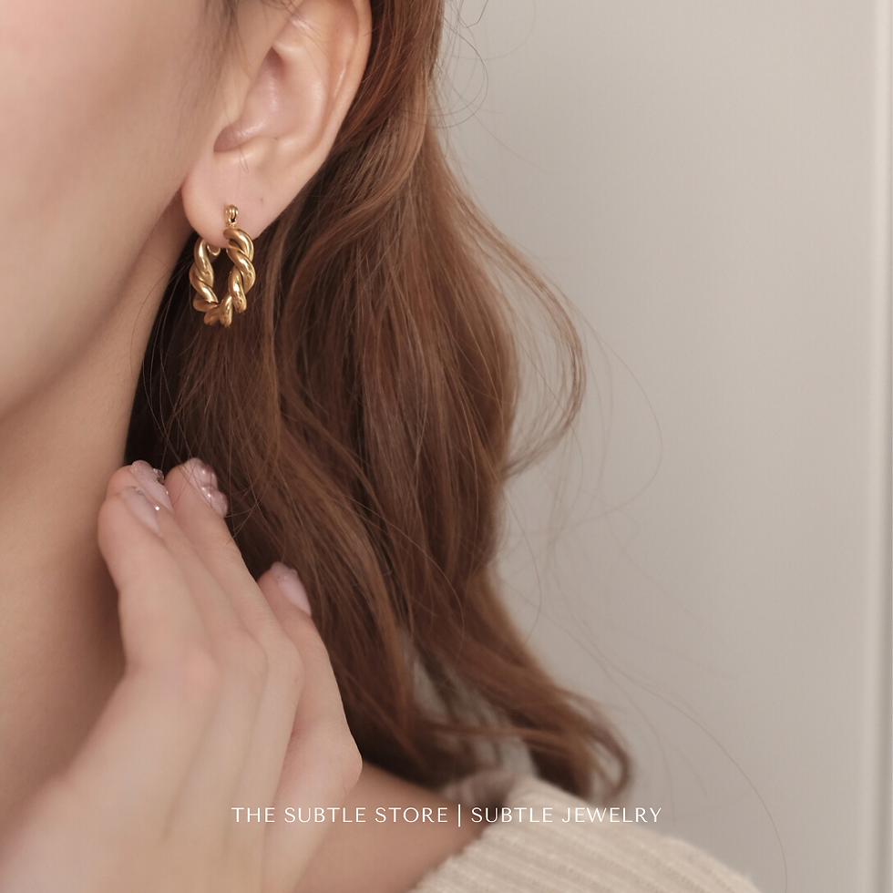 Thumbnail: (防水)  Twist Hoop | 18KGP Earring