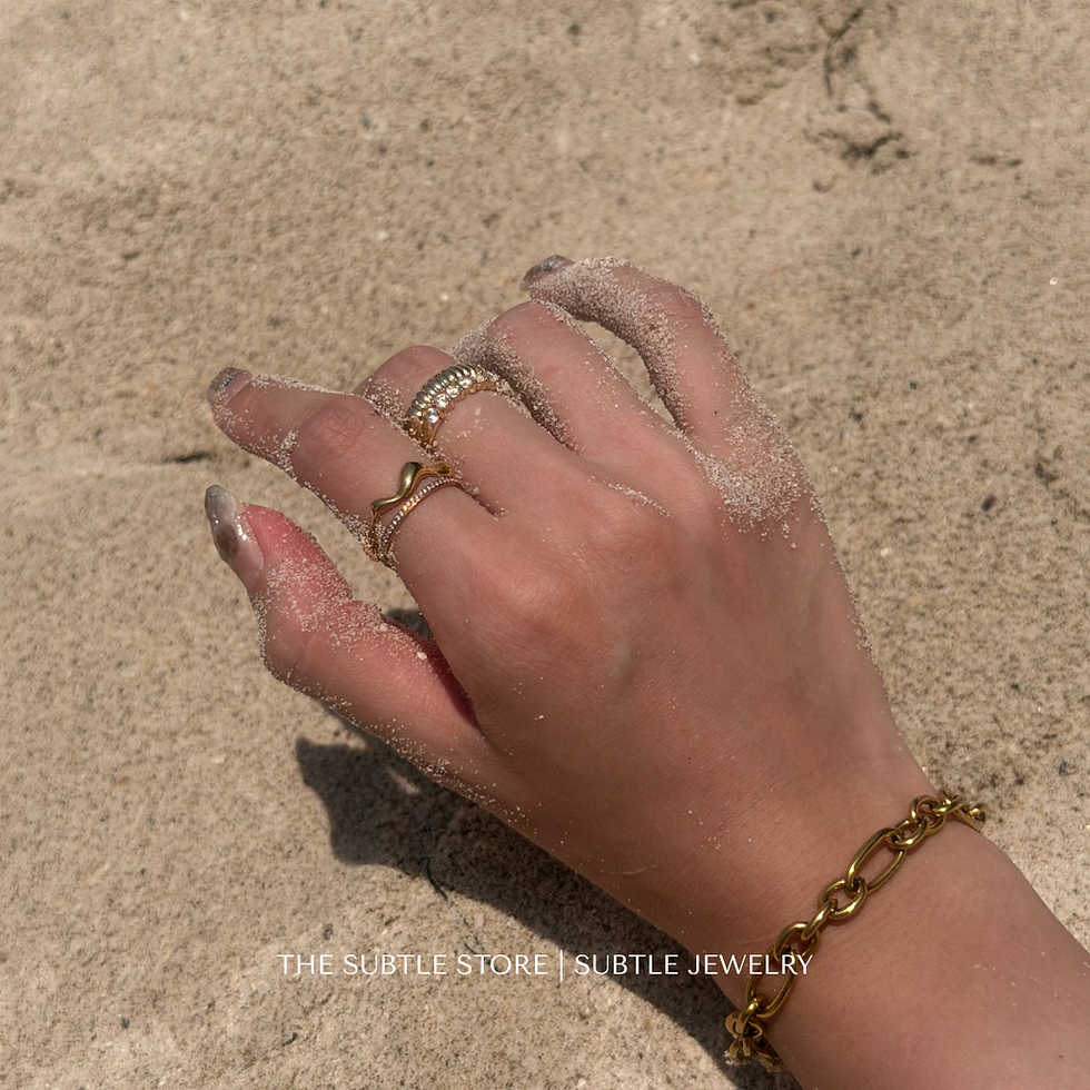 縮圖：(銅+防水塗層) US6-8 必入超閃♡ - Sparkling Ribbed Band 𝜗ৎ