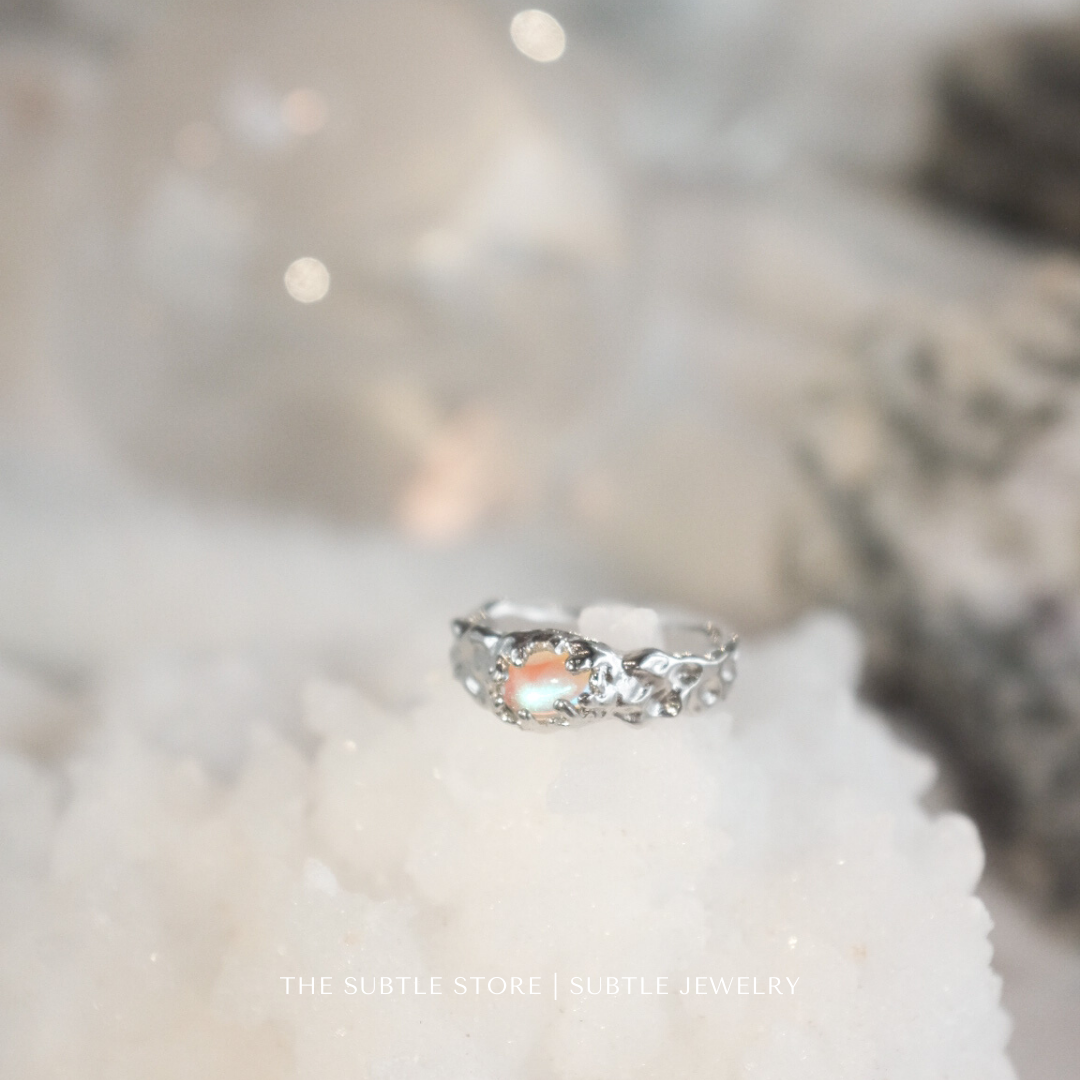 (開口|可調)  磨紗月光石 | S925 RING