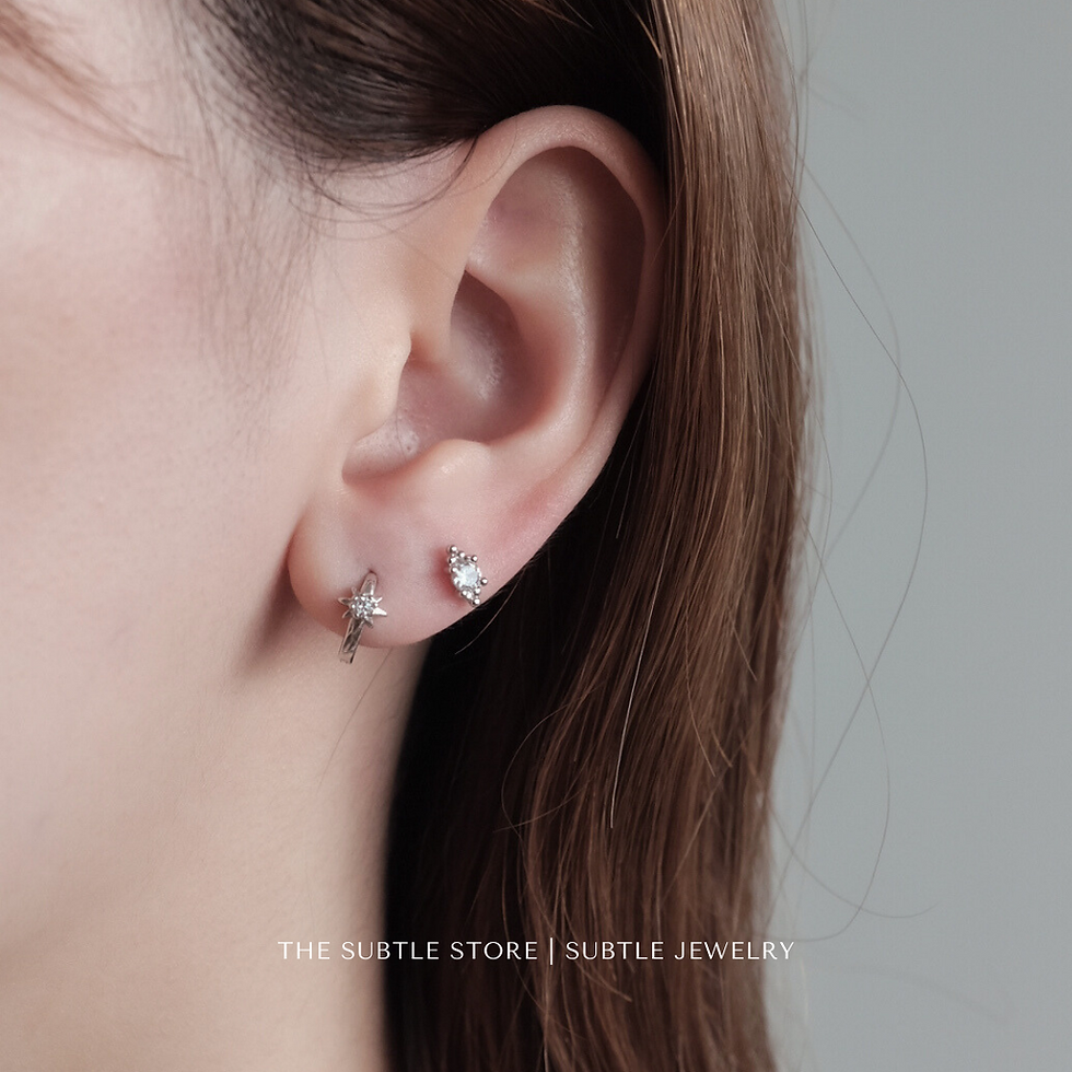 縮圖：(純銀) 金/銀 -  Small Star - Huggie | S925 Earring