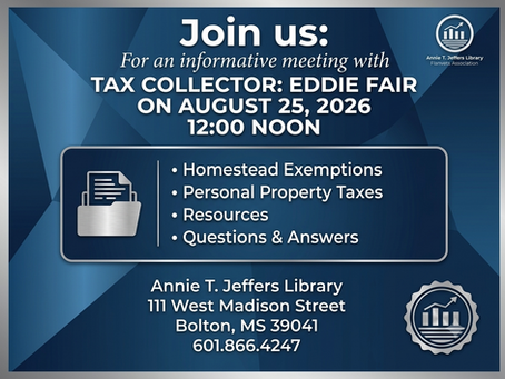 Tax Collector Eddie Fair to Discuss Property Tax Topics at Annie T. Jeffers Library