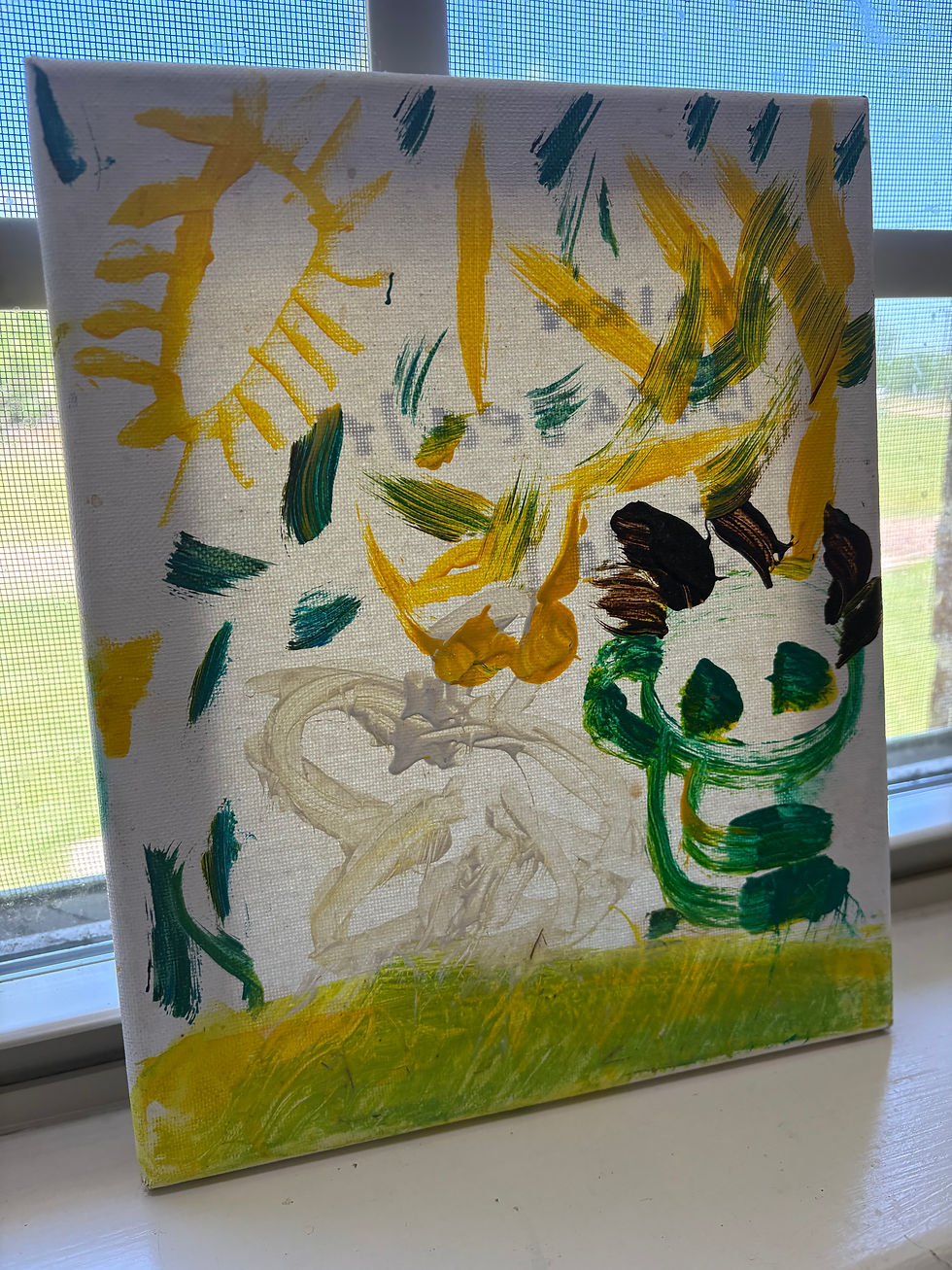 Walker's Painting: Not a monster, a man kneeling to pray.