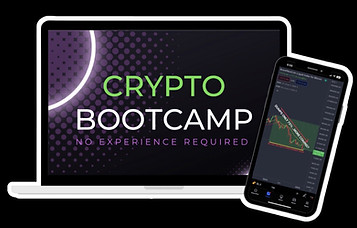 Computer and phone showing crypto course