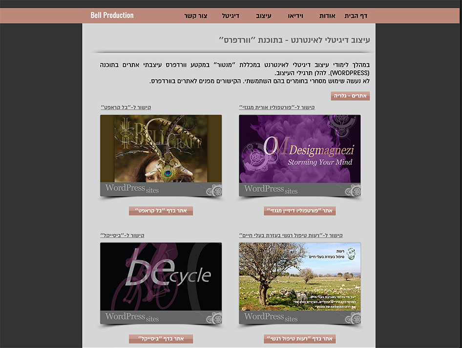 Bell Production - WordPress main gallery page