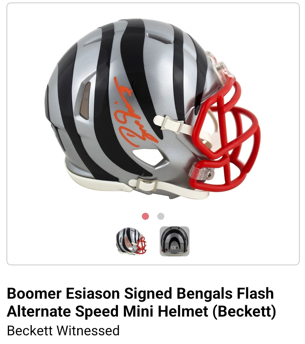 Thumbnail: Boomer Esiason Signed Bengals Flash Alternate Speed Mini Helmet