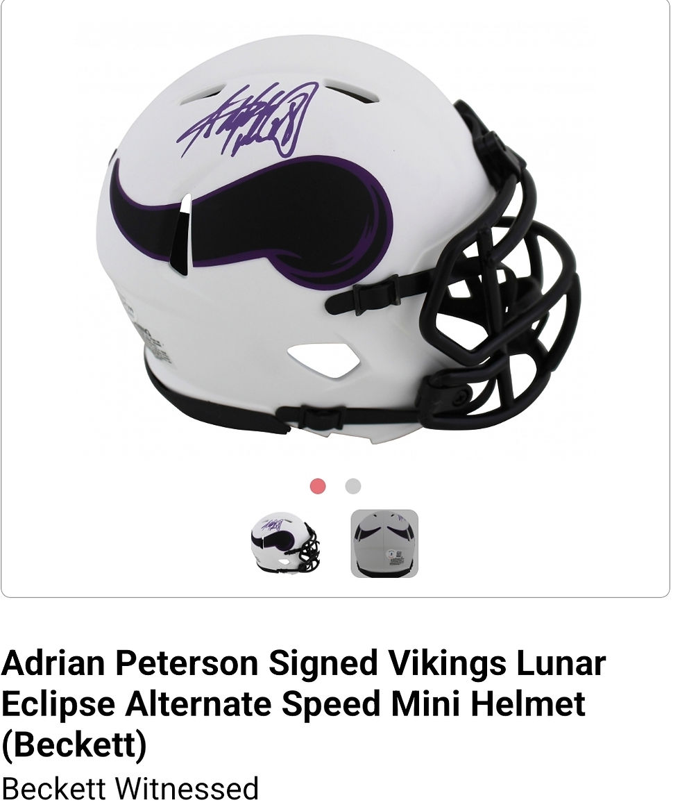 Thumbnail: Adrian Peterson Signed Viking Lunar Eclipse Speed Mini Helmit