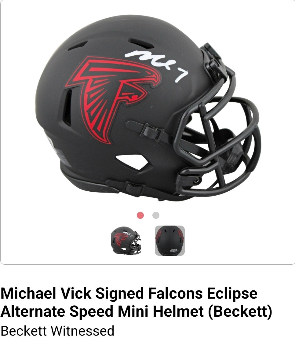 Micheal Vick Signed Falcons Eclipse Alternate Speed Mini Helmet