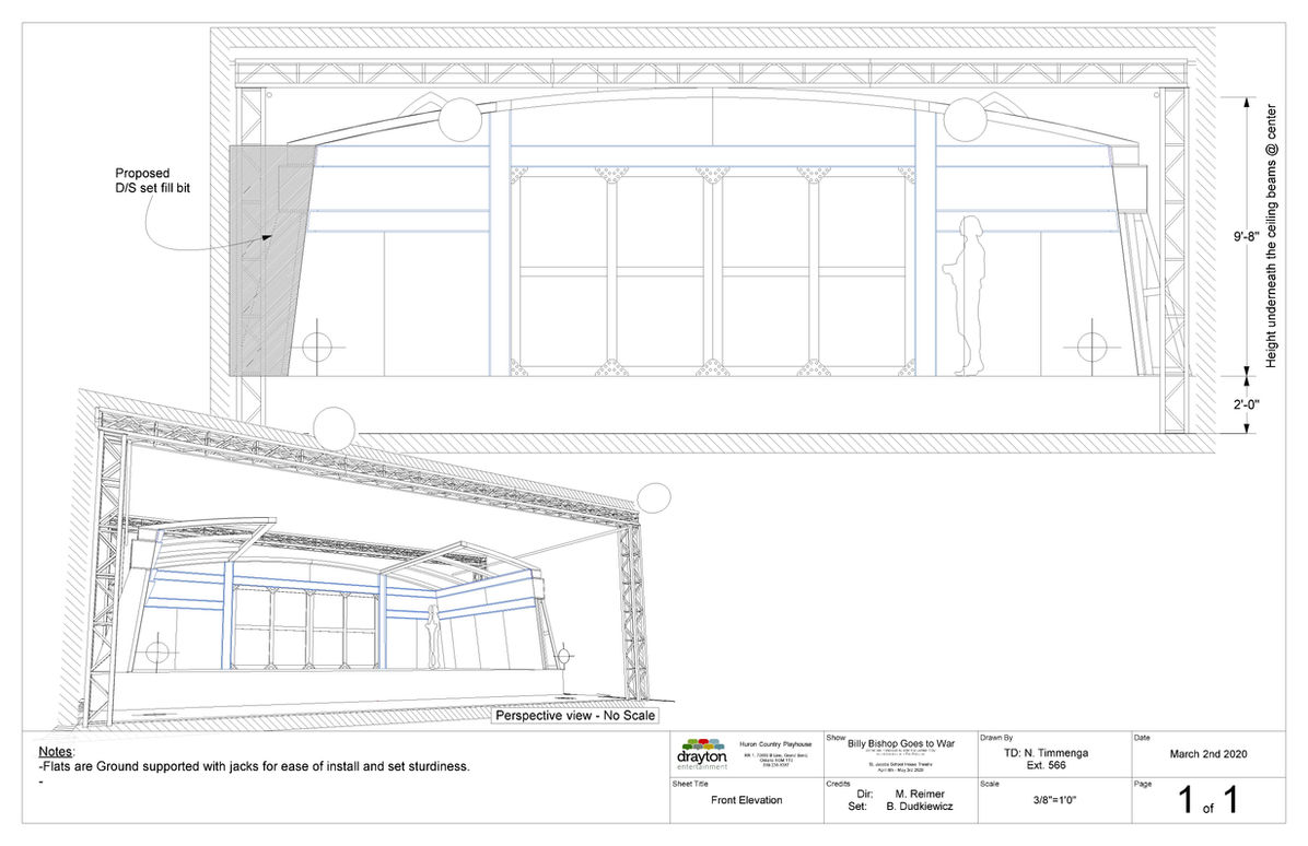 Drayton Entertainment, Set Rendering Construction Details, Billy Bishop Goes to War, Drafting, 3D Renderings, Technical Director, Nicholas Timmenga