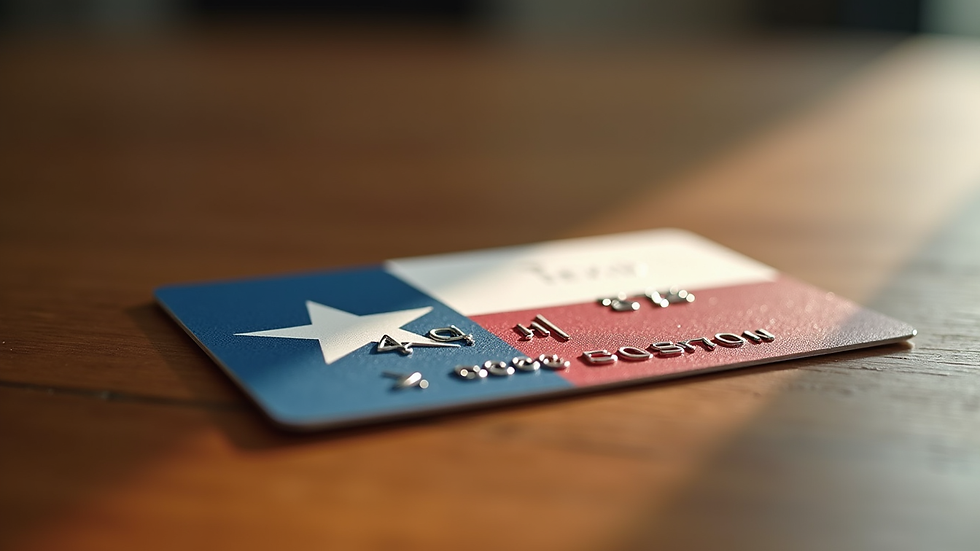 Close-up view of a Texas LTC card on a wooden surface