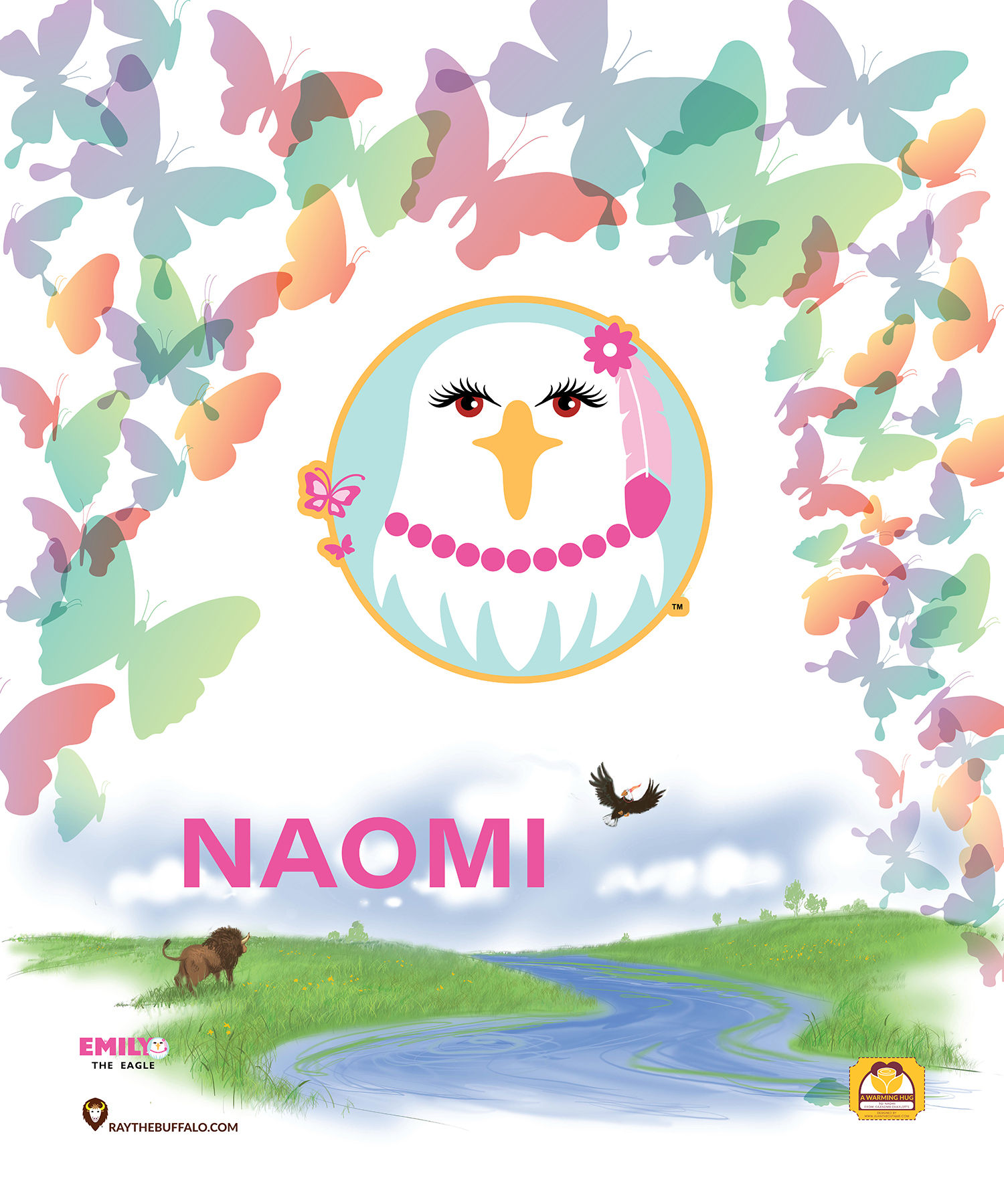 EMILY THE EAGLE -- Butterflies - Customize with your name