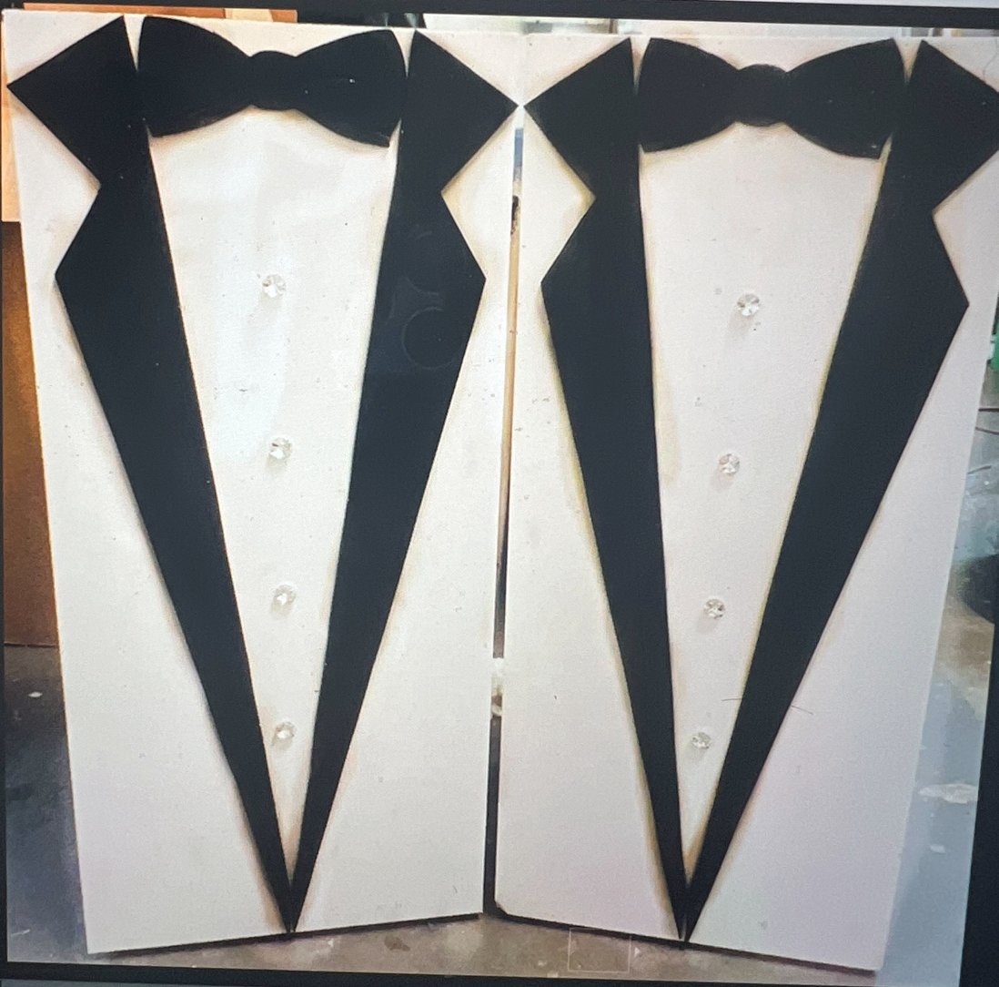 Bow Tie White and Black Columns 30 inch tall