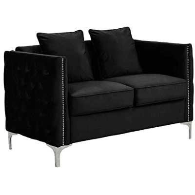 Modern Loveseat Black Velvet