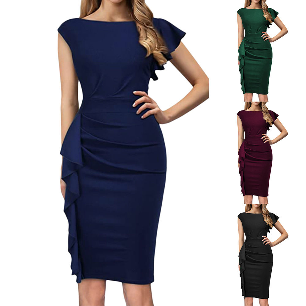 Women's Ruffle Sleeve Pencil Dress for Events