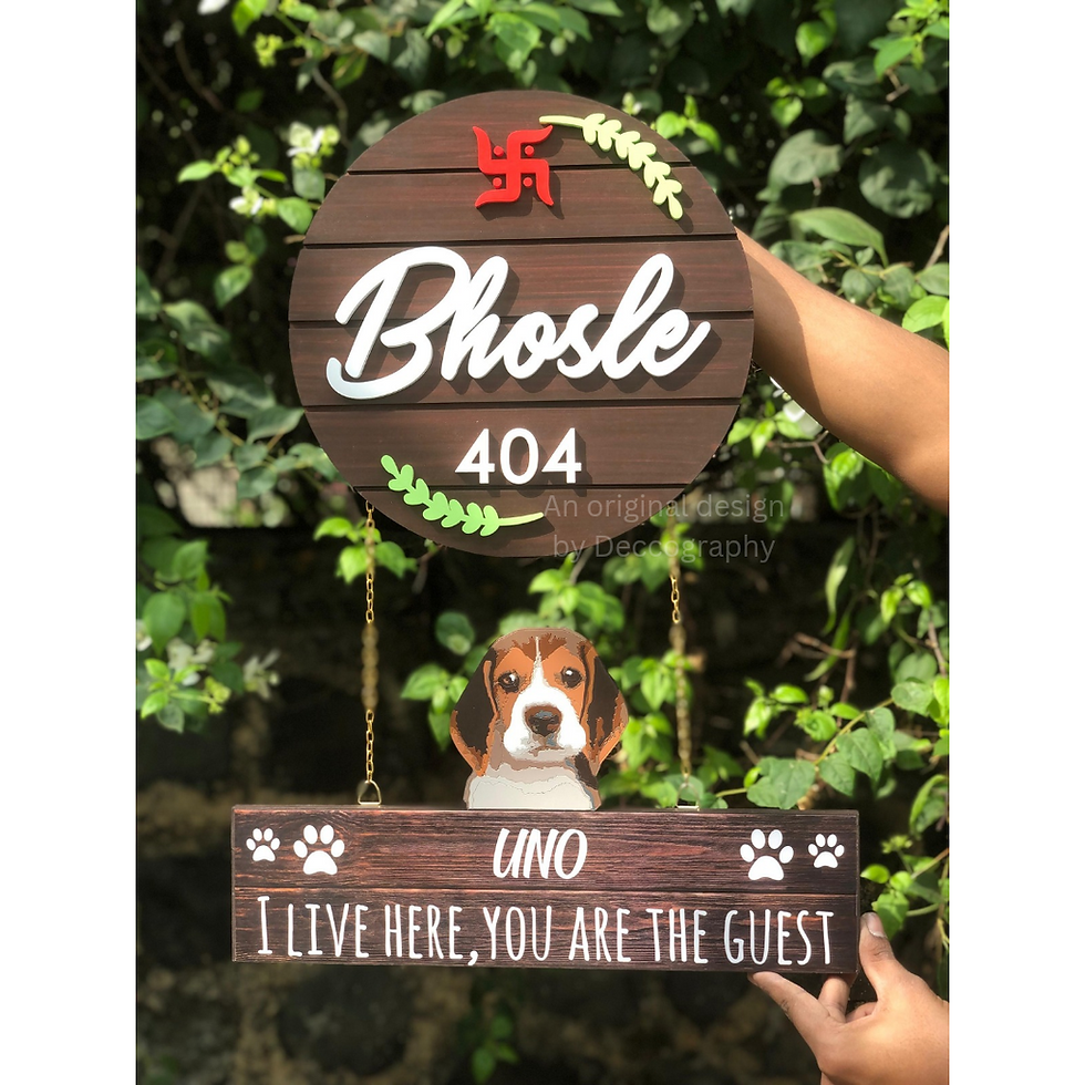 Thumbnail: Round pet and owner nameplate