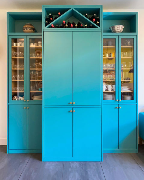 turquoise bespoke drinks cabinet
