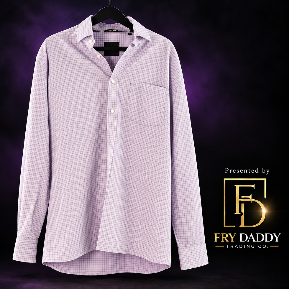 Thumbnail: Park Avenue Check Dress Shirt - Lavender, 44 cm — Presented by Fry Daddy Trading Co. — black logo version