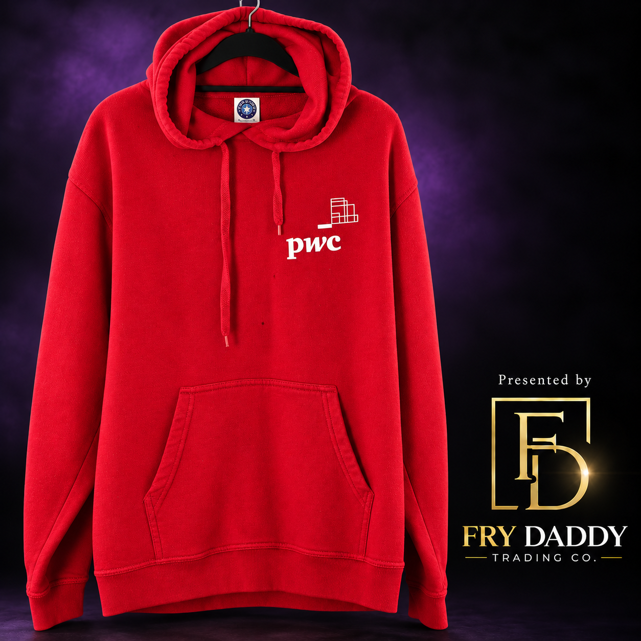 PwC Class of 2012 Pullover Hoodie - Red, XL — Presented by Fry Daddy Trading Co. — black logo version