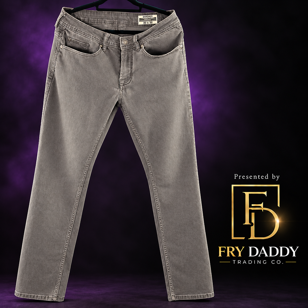 Buffalo David Bitton Sarcher Jeans - Grey, 30 x 32 — Presented by Fry Daddy Trading Co. — black logo version