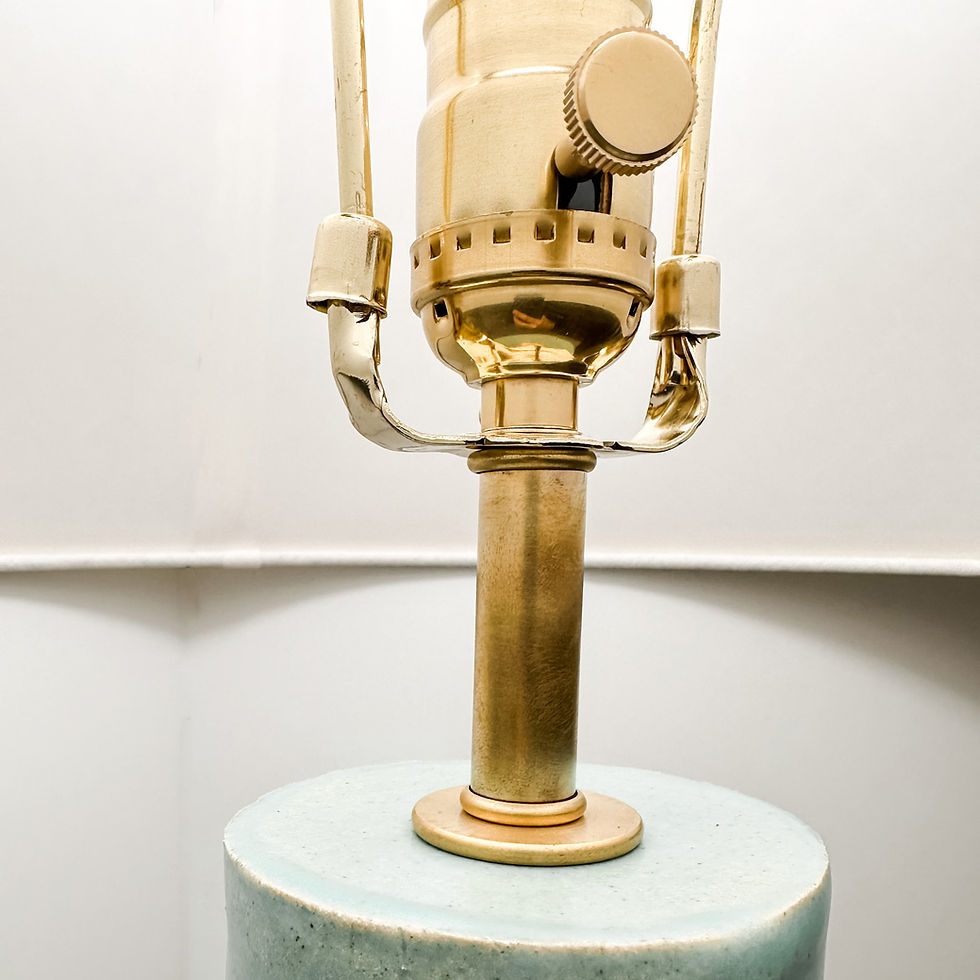 Thumbnail:  Pair of Stacked Column Table Lamps in Matte Turqouise Glaze