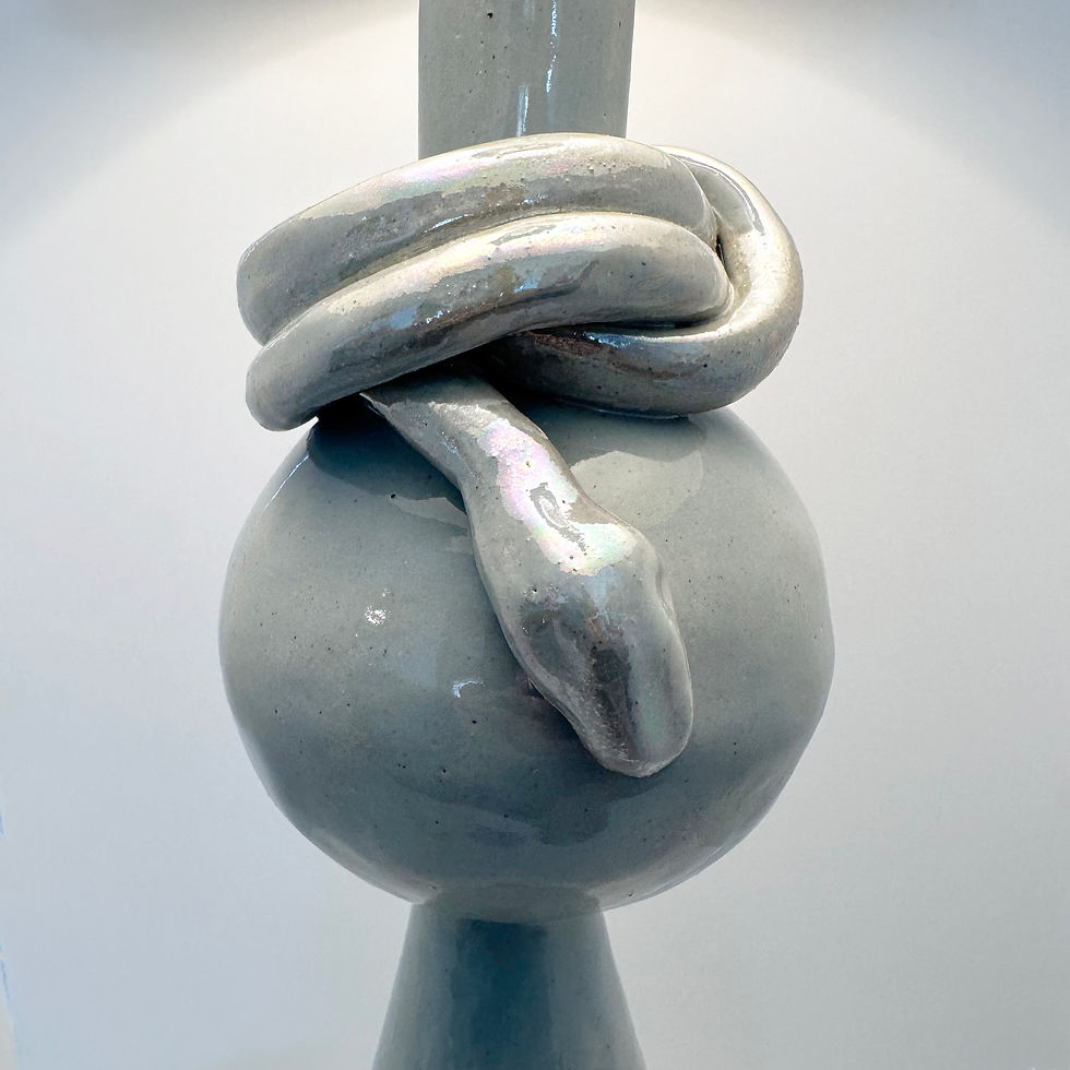 Thumbnail: Geo Table Lamp with Serpent Twist in Wedgwood Glaze on Lucite Base
