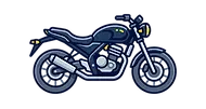 Motor ehliyeti için hazırlanmış lacivert ve sarı modern motosiklet ikonu