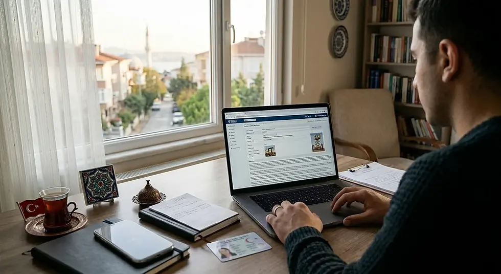 Manlift operatörlük belgesini bilgisayar ekranında kontrol eden kullanıcı