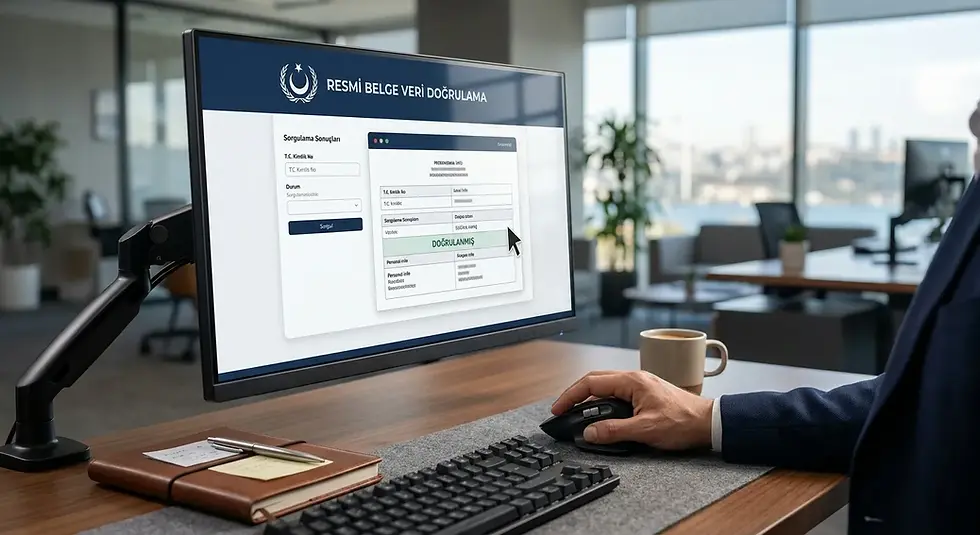 Bilgisayar üzerinden SRC belgesi sorgulama işlemini temsil eden dijital görsel