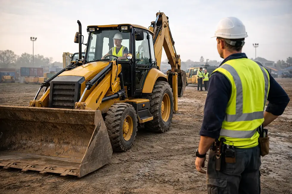 iş makinesi uygulama eğitiminde kepçe kullanan kursiyer