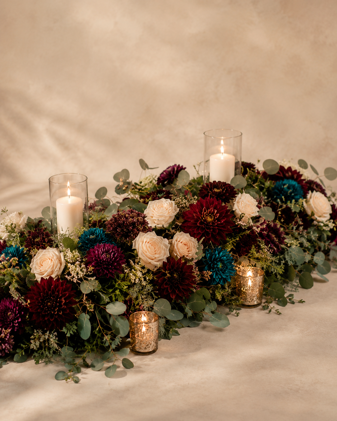 Burgundy Bloom Candlelit Garland