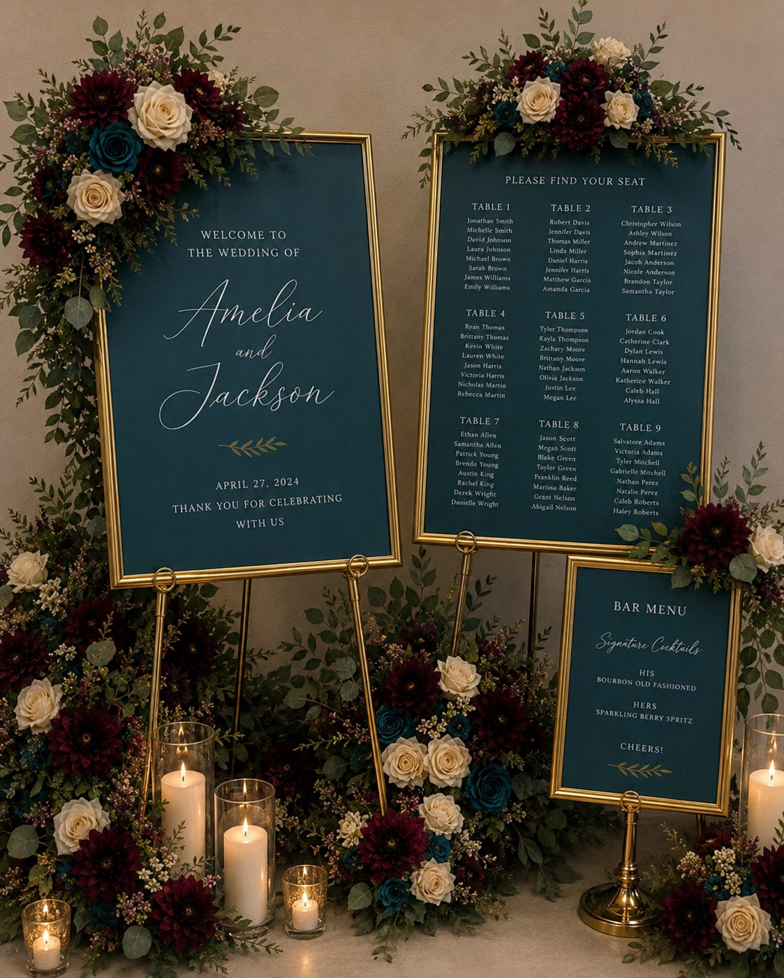 Burgundy Bloom Signage Floral Set