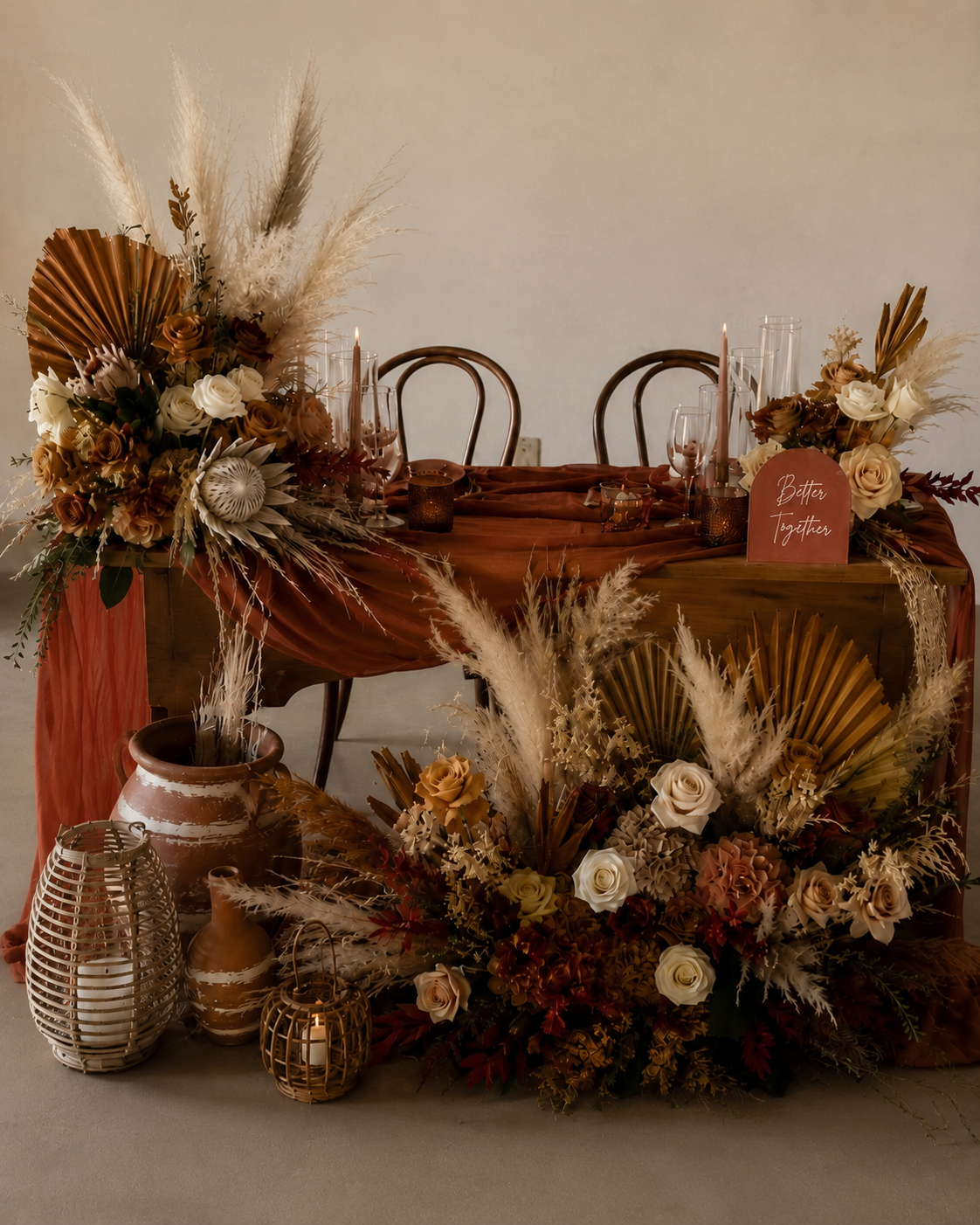 Terracotta Boho Sweetheart Table Set