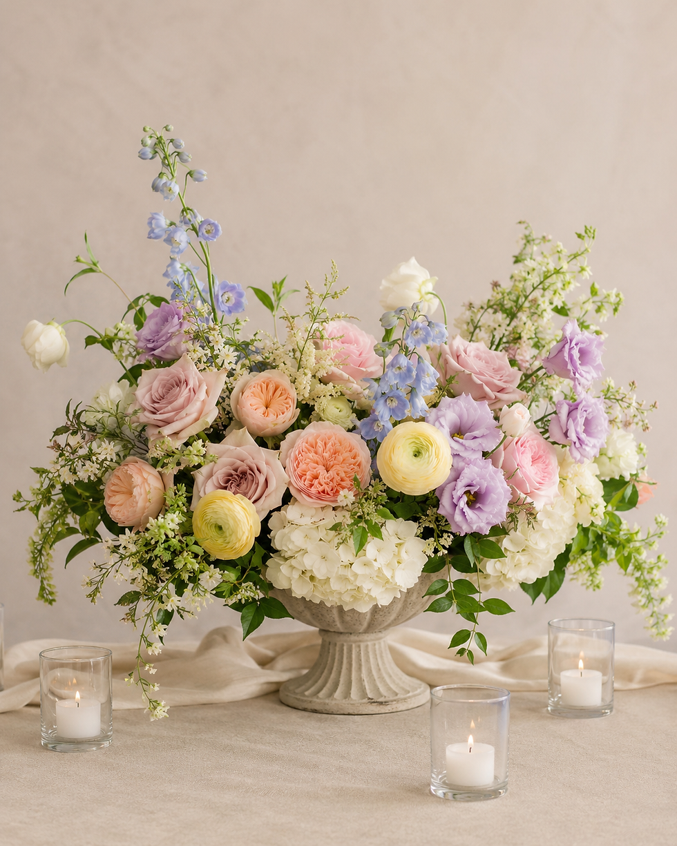 Thumbnail: Pastel Garden Compote Floral Arrangement