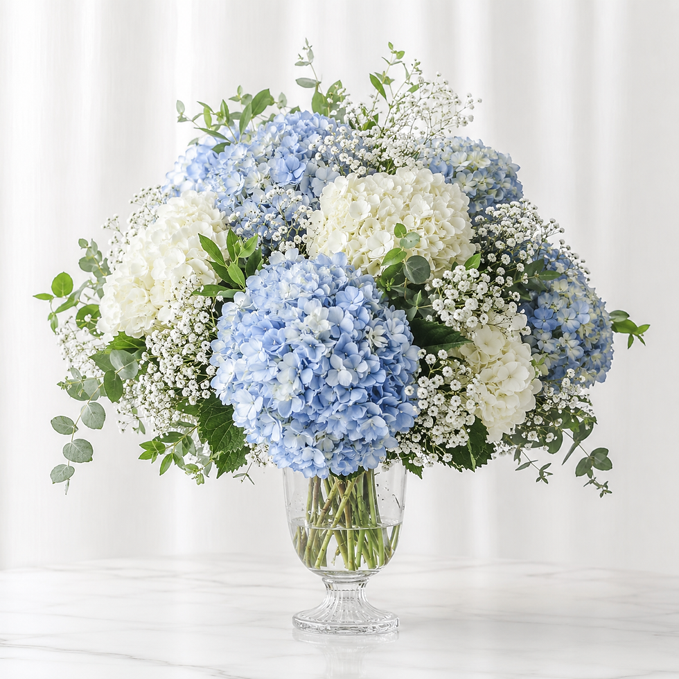 Thumbnail: Blue Hydrangea Garden Centerpiece