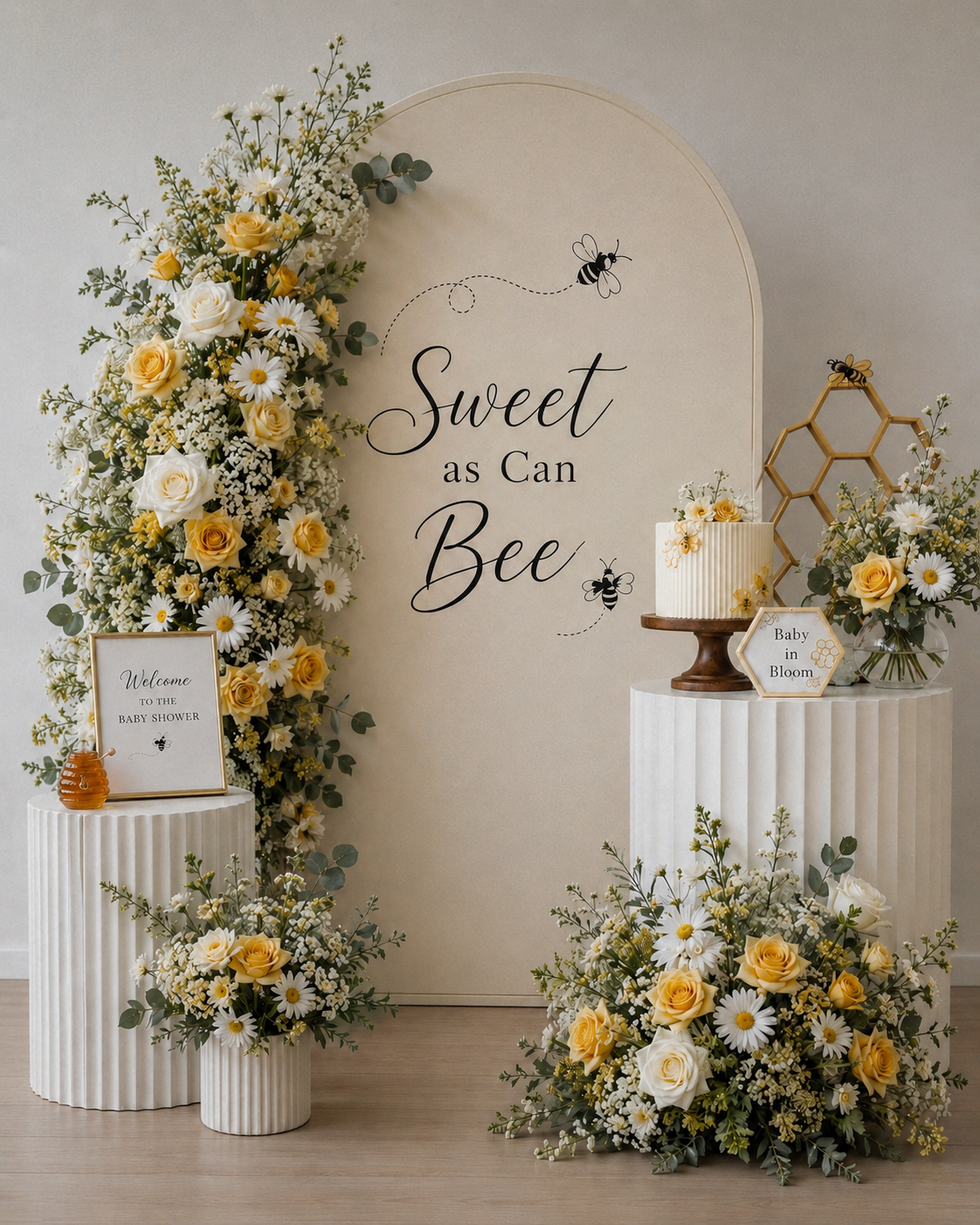 Sweet as Can Bee Backdrop & Floral Décor Package