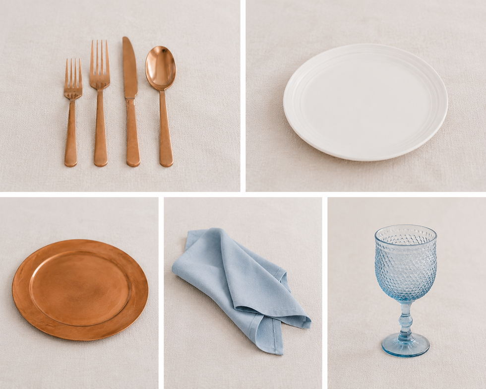 Thumbnail: Copper & Dusty Blue Place Setting Collection