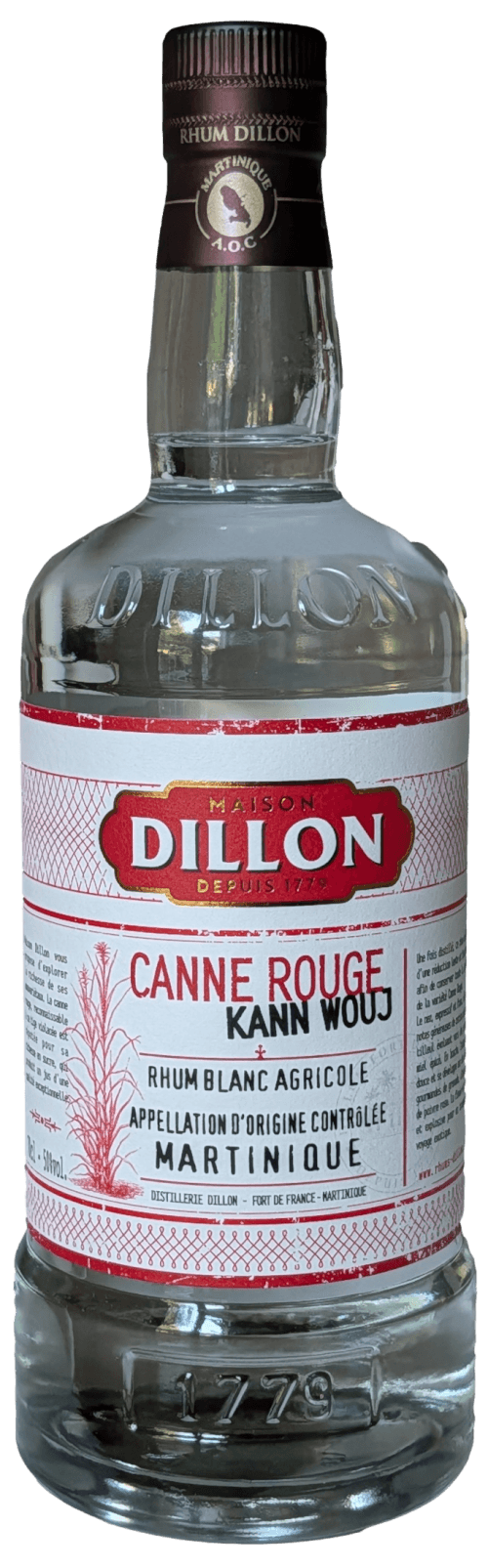 Bouteille de Martinique DILLON Rhum Blanc Canne Rouge Kann Wouj 50°