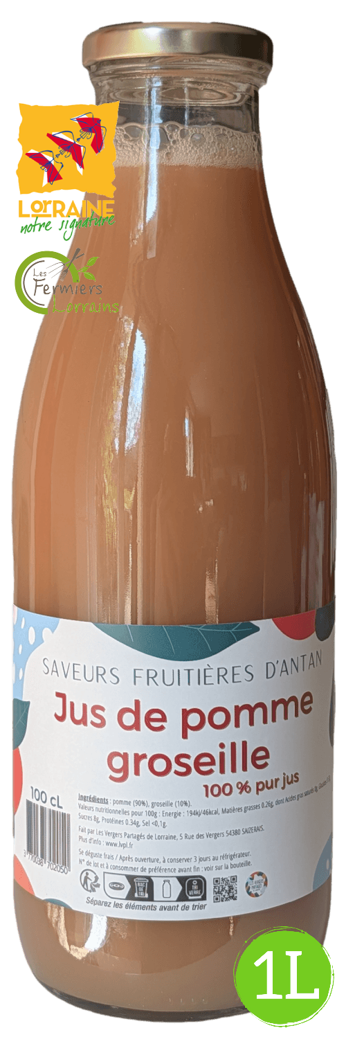 Bouteille de LES VERGERS PARTAGES DE LORRAINE Jus de Pommes & Groseille